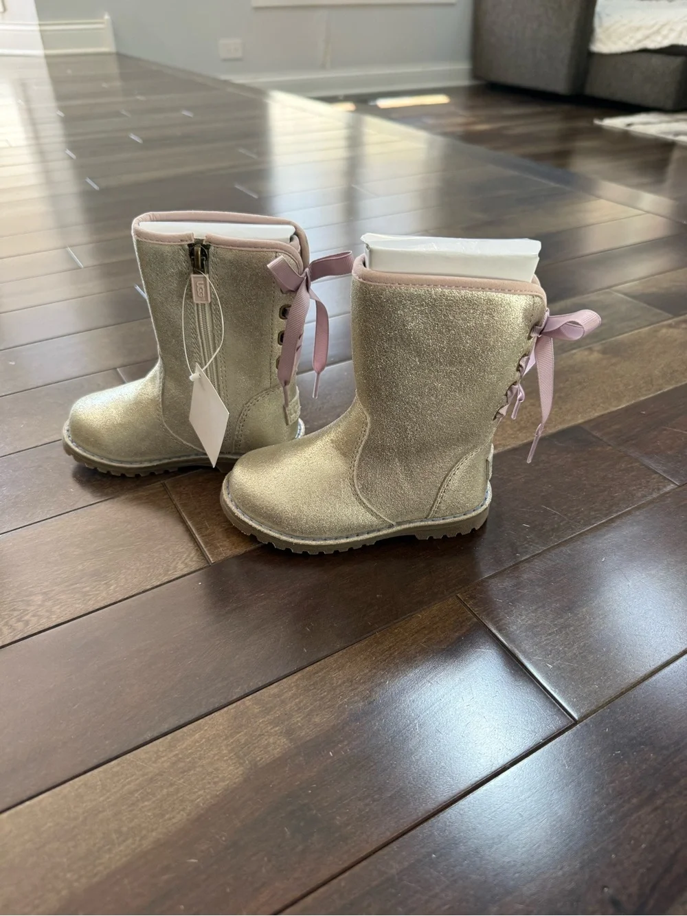 Ugg Glittery Girls' Boots with Pink Trim